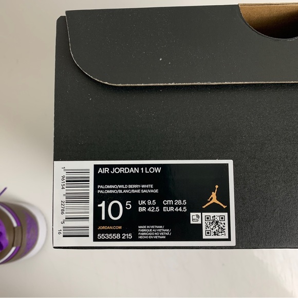 Nike Air Jordan 1 Low Purple Mocha Brown Shoes 553558-215 Men's Size 10.5 NEW - Picture 5 of 5